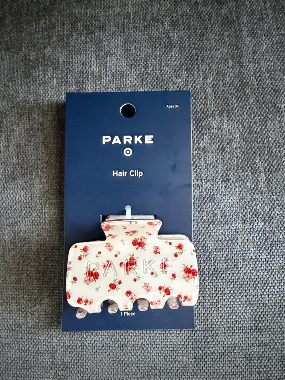 Parke White Hair Clip with Red Floral Print